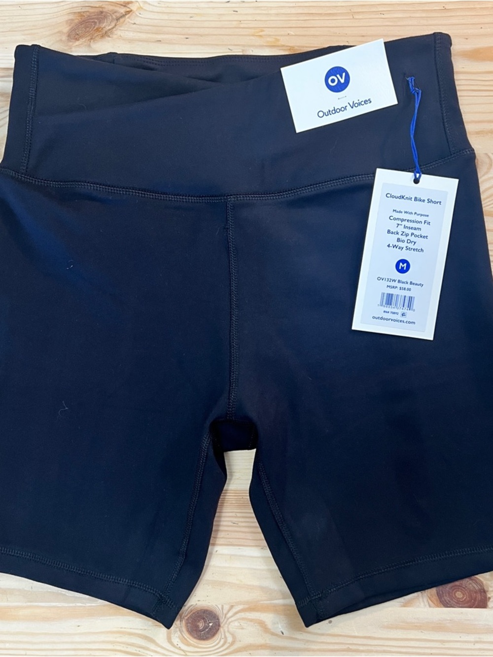 Outdoor Voices Black CloudKnit High-Rise Bike Shorts
